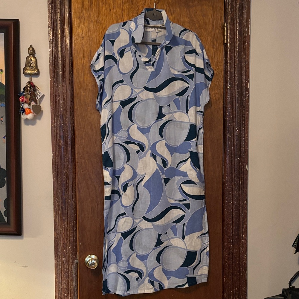 Rachel Zoe Women’s Blue Geometric Print Beach Cover Up Dress
